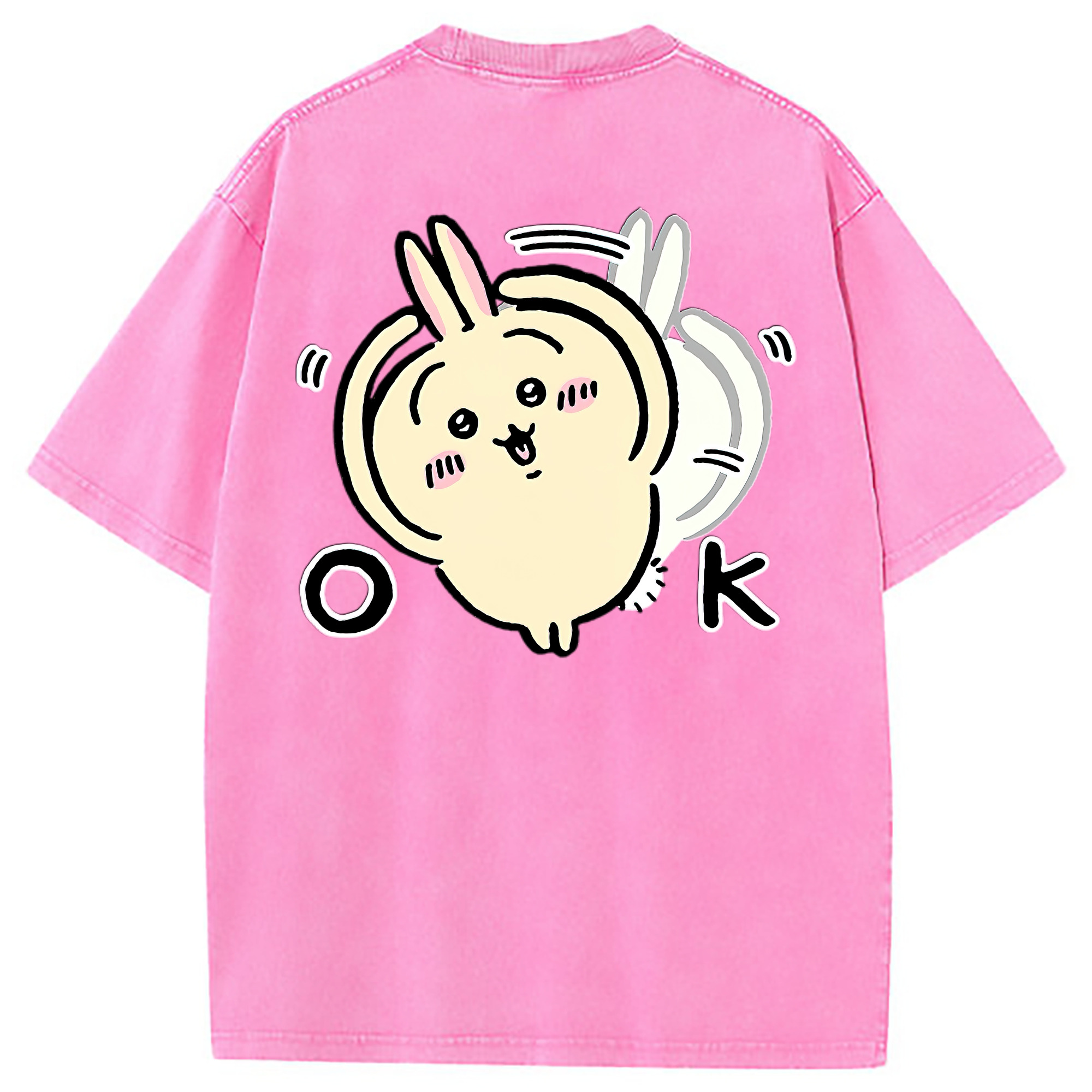 （画像用） ちいかわ うさぎ Chii-kawa usagi 綿100% ヴィンテージ風 半袖Tシャツ（背面プリント）